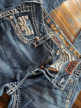 Rock Revival Sukara Women's Dark Blue Embroidered Boot Cut Jeans